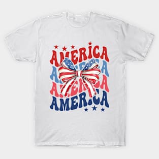 Coquette American Flag, Coquette 4th Of July, Independence Day, Fourth Of July, American Flag T-Shirt